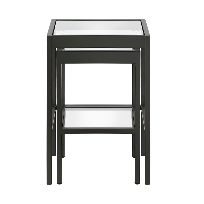 Pemberly Row Modern Black and Bronze Nested SideTables