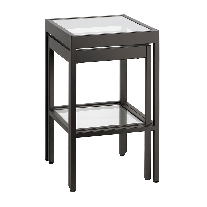 Pemberly Row Modern Black and Bronze Nested SideTables