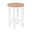 Pemberly Row Round End Table in White and Natural Wood