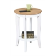 Pemberly Row Round End Table in White and Natural Wood