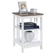 Pemberly Row End Table in White Wood with Driftwood Top