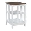 Pemberly Row End Table in White Wood with Driftwood Top