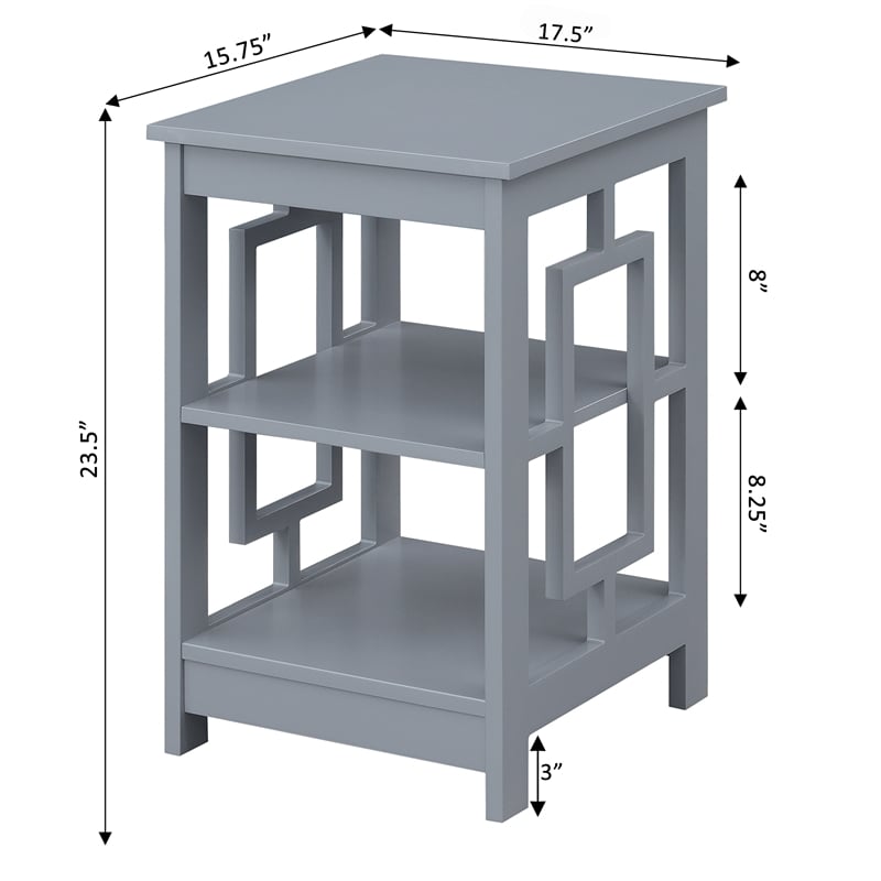 Pemberly Row End Table with Shelves in Gray Wood Finish