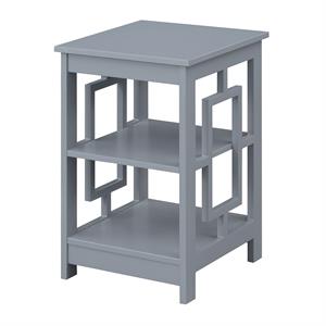 Pemberly Row End Table with Shelves in Gray Wood Finish