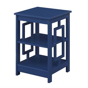 Pemberly Row Contemporary Wood End Table with Shelves in Cobalt Blue