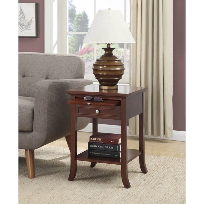 Pemberly Row Transitional Wood End Table in Espresso Mahogany