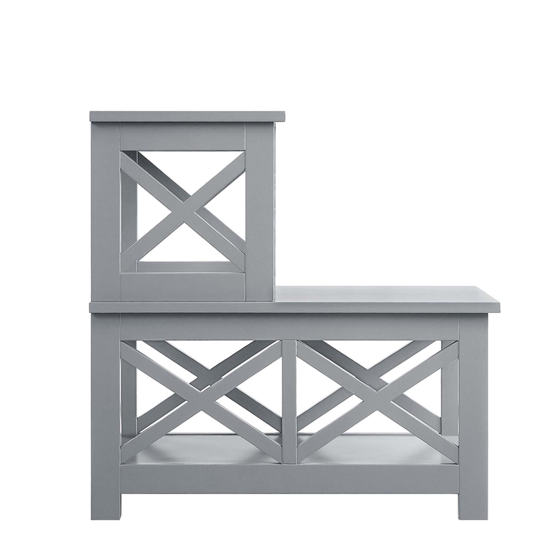 Pemberly Row Contemporary Wood Two-Step Accent End Table in Gray