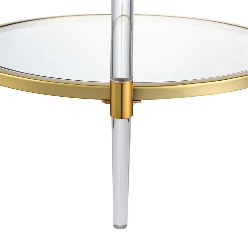 Pemberly Row Two Tiers Contemporary Glass End Table in Clear/Gold