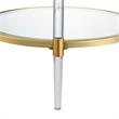 Pemberly Row Two Tiers Contemporary Glass End Table in Clear/Gold