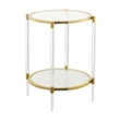 Pemberly Row Two Tiers Contemporary Glass End Table in Clear/Gold