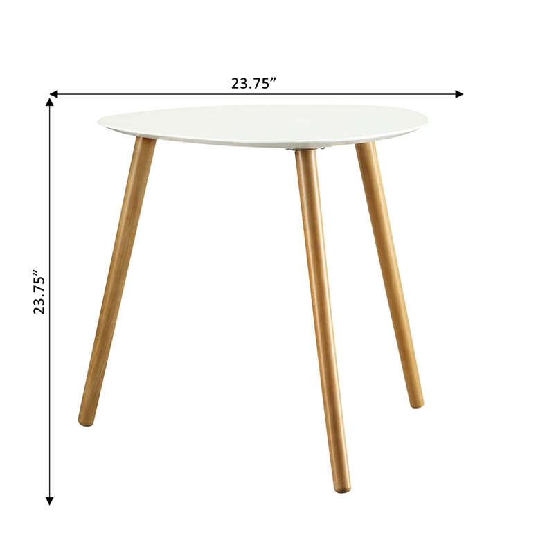 Pemberly Row Modern Wood Triangular End Table in Piano White