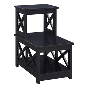 Pemberly Row Transitional Wood Two-Step Accent End Table in Black