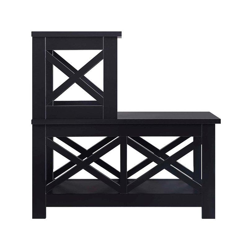 Pemberly Row Transitional Wood Two-Step Accent End Table in Black