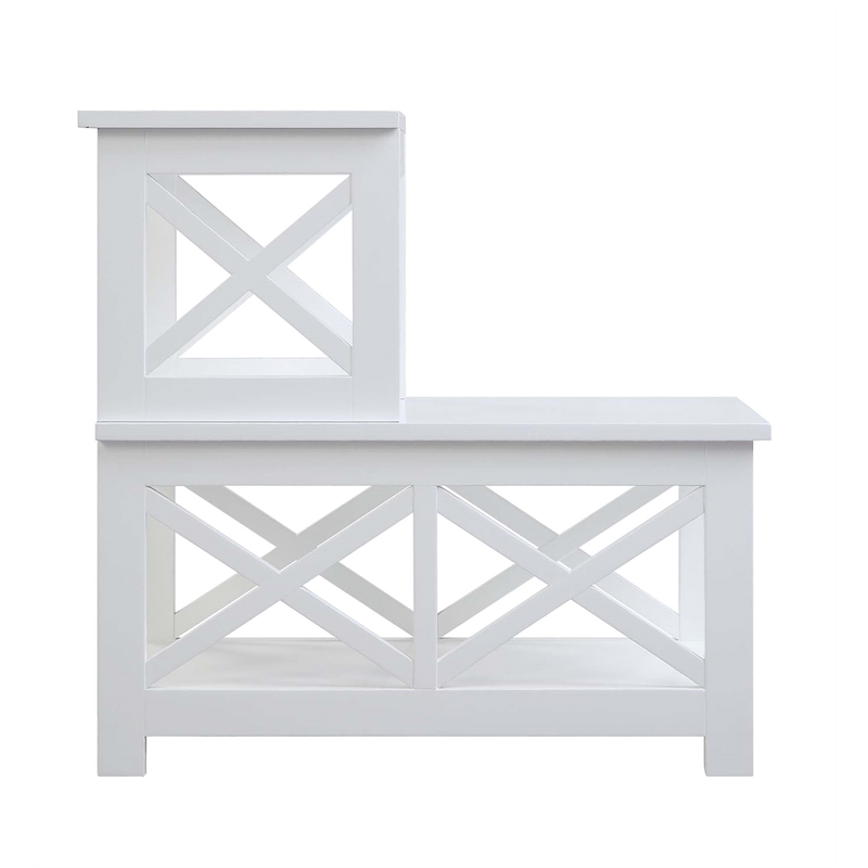 Pemberly Row Contemporary Wood Two-Step Accent End Table in White