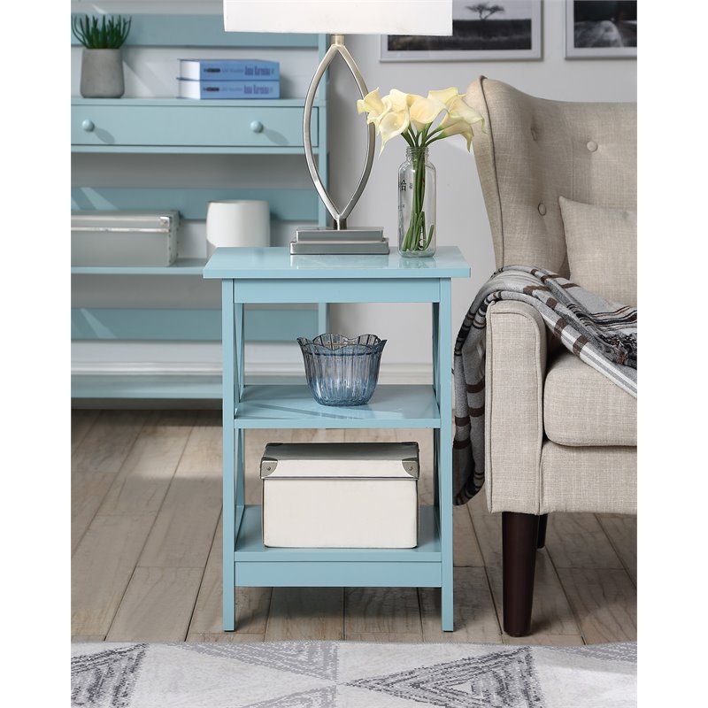 Pemberly Row Transitional Wood Square End Table in Sea Foam Green