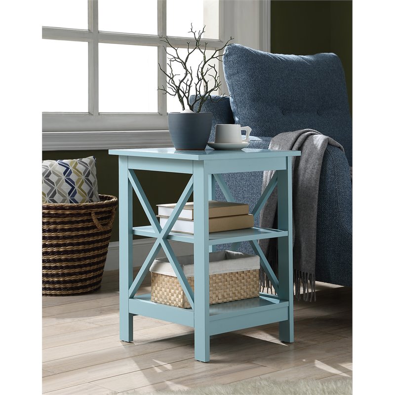 Pemberly Row Transitional Wood Square End Table in Sea Foam Green