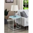 Pemberly Row Contemporary Metal End Table in Chrome/Clear/Sea Foam Green