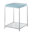 Pemberly Row Contemporary Metal End Table in Chrome/Clear/Sea Foam Green