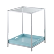 Pemberly Row Contemporary Metal End Table in Chrome/Clear/Sea Foam Green