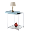 Pemberly Row Contemporary Metal End Table in Chrome/Clear/Sea Foam Green