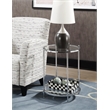 Pemberly Row Two-Tier Round Contemporary Metal End Table in Chrome
