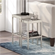 Pemberly Row Modern Satin Nickel and Gray  Nested Side Tables