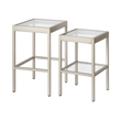 Pemberly Row Modern Satin Nickel and Gray  Nested Side Tables