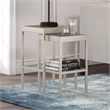 Pemberly Row Modern Satin Nickel and Gray  Nested Side Tables