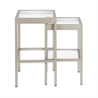 Pemberly Row Modern Satin Nickel and Gray  Nested Side Tables