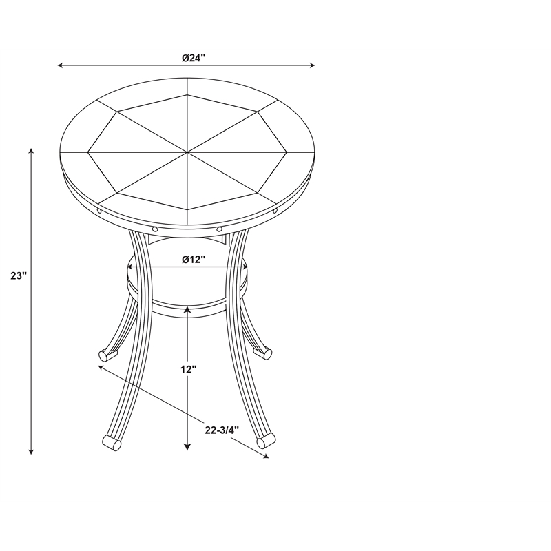 Pemberly Row Metal and Wood Round Side Accent Table in Pewter