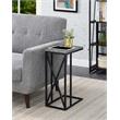 Pemberly Row Modern Metal C End Table with Faux Marble Wood Top in Gray/Black