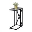 Pemberly Row Modern Metal C End Table with Faux Marble Wood Top in Gray/Black