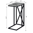 Pemberly Row Modern Metal C End Table with Faux Marble Wood Top in Gray/Black