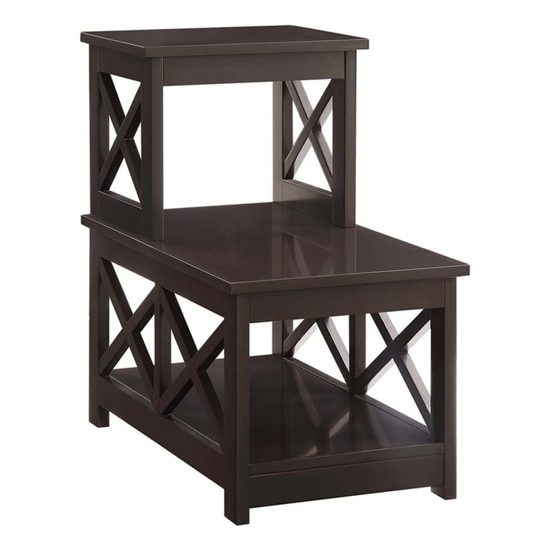 Pemberly Row Contemporary Wood Two-Step Accent End Table in Espresso