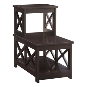 Pemberly Row Contemporary Wood Two-Step Accent End Table in Espresso