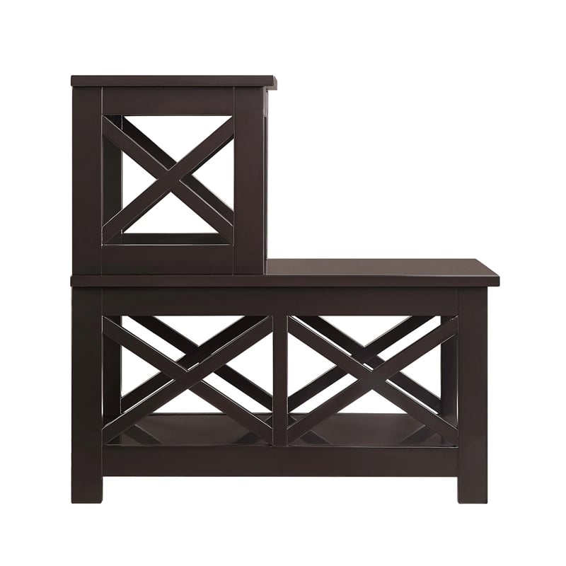 Pemberly Row Contemporary Wood Two-Step Accent End Table in Espresso