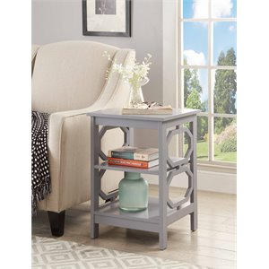 Pemberly Row Square End Table in Gray Wood Finish with Shelves