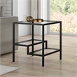 Pemberly Row Two-Tier Modern Metal Side Table with Glass Top in Black