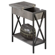 Pemberly Row Farmhouse Wood Electric Flip-Top End Table in Gray