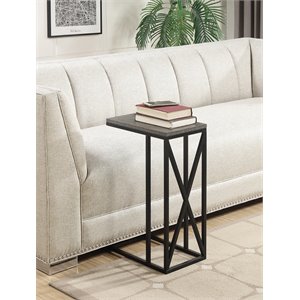 Pemberly Row C End Table in Weathered Gray Wood and Black Metal