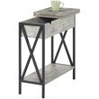 Pemberly Row Electric Flip Top End Table in Faux Birch Gray Wood