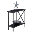 Pemberly Row Transitional Metal Wedge End Table with Bottom Shelf in Black