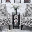 Pemberly Row Transitional Metal Wedge End Table with Bottom Shelf in Black