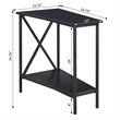 Pemberly Row Transitional Metal Wedge End Table with Bottom Shelf in Black