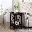 Pemberly Row Contemporary Wood Chairside End Table with Shelf in Espresso
