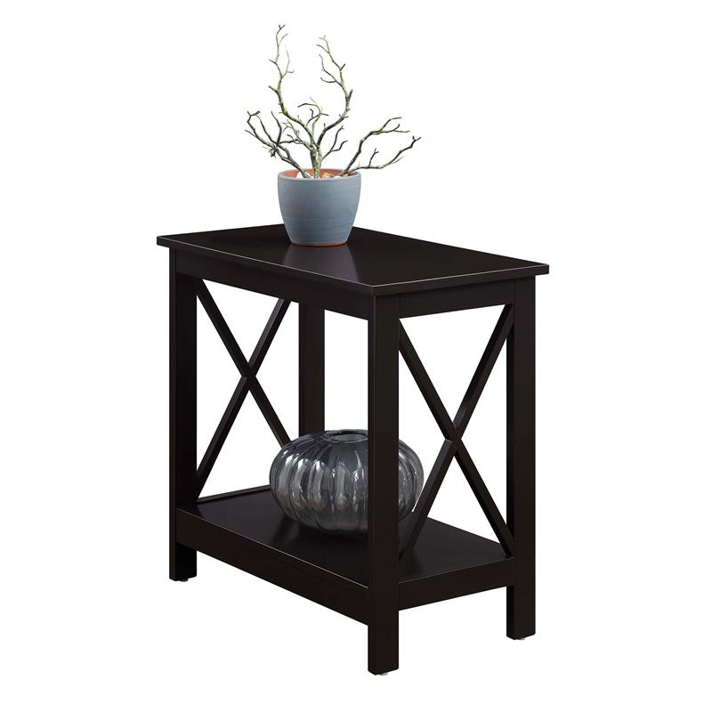 Pemberly Row Contemporary Wood Chairside End Table with Shelf in Espresso