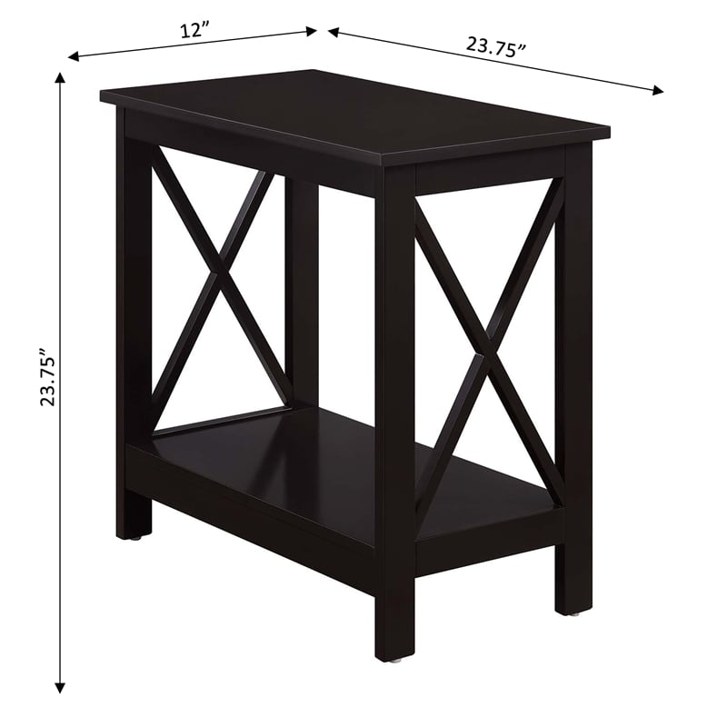 Pemberly Row Contemporary Wood Chairside End Table with Shelf in Espresso