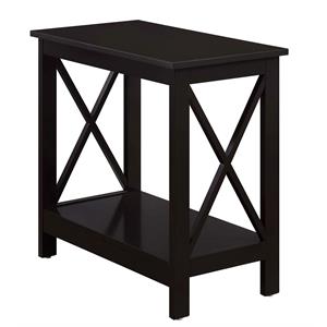 Pemberly Row Contemporary Wood Chairside End Table with Shelf in Espresso