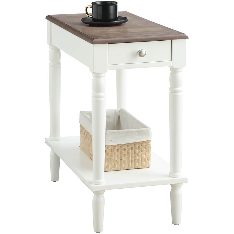 Pemberly Row One-Drawer Traditional Wood End Table with Bottom Shelf in White
