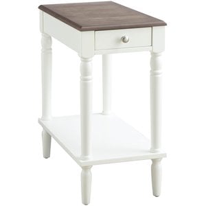 Pemberly Row One-Drawer Traditional Wood End Table with Bottom Shelf in White